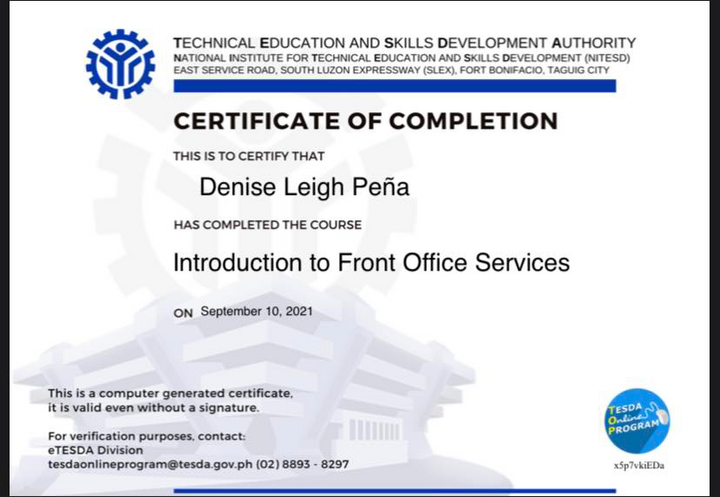certificate